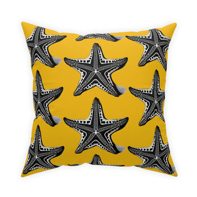 Home Decor Gold Starfish Pattern Broadcloth Pillow 26" × 26"