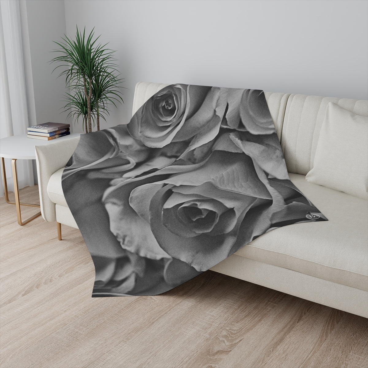 Home Decor White Roses Sherpa Blanket 50" × 60"