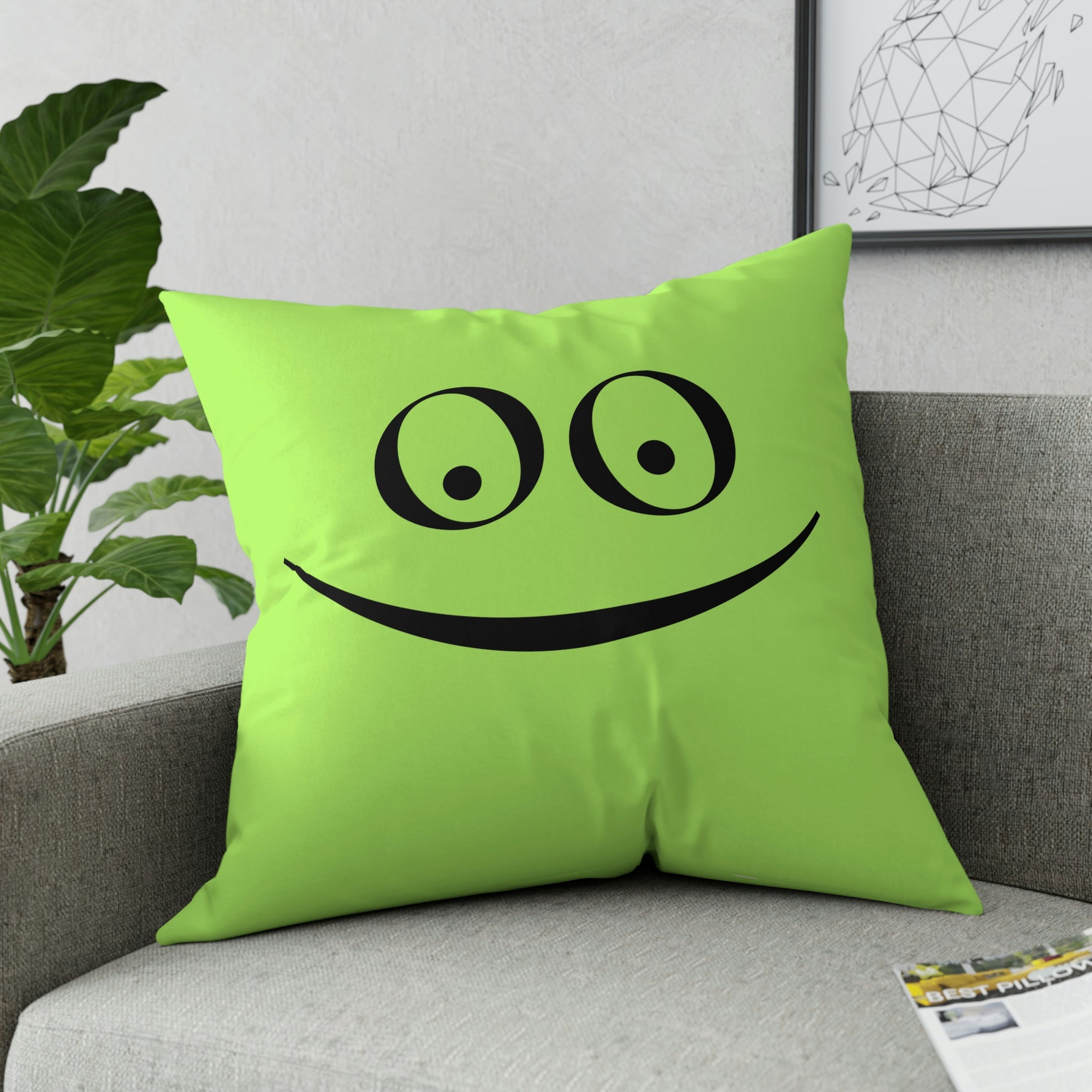 Home Decor Green Smile Broadcloth Pillow