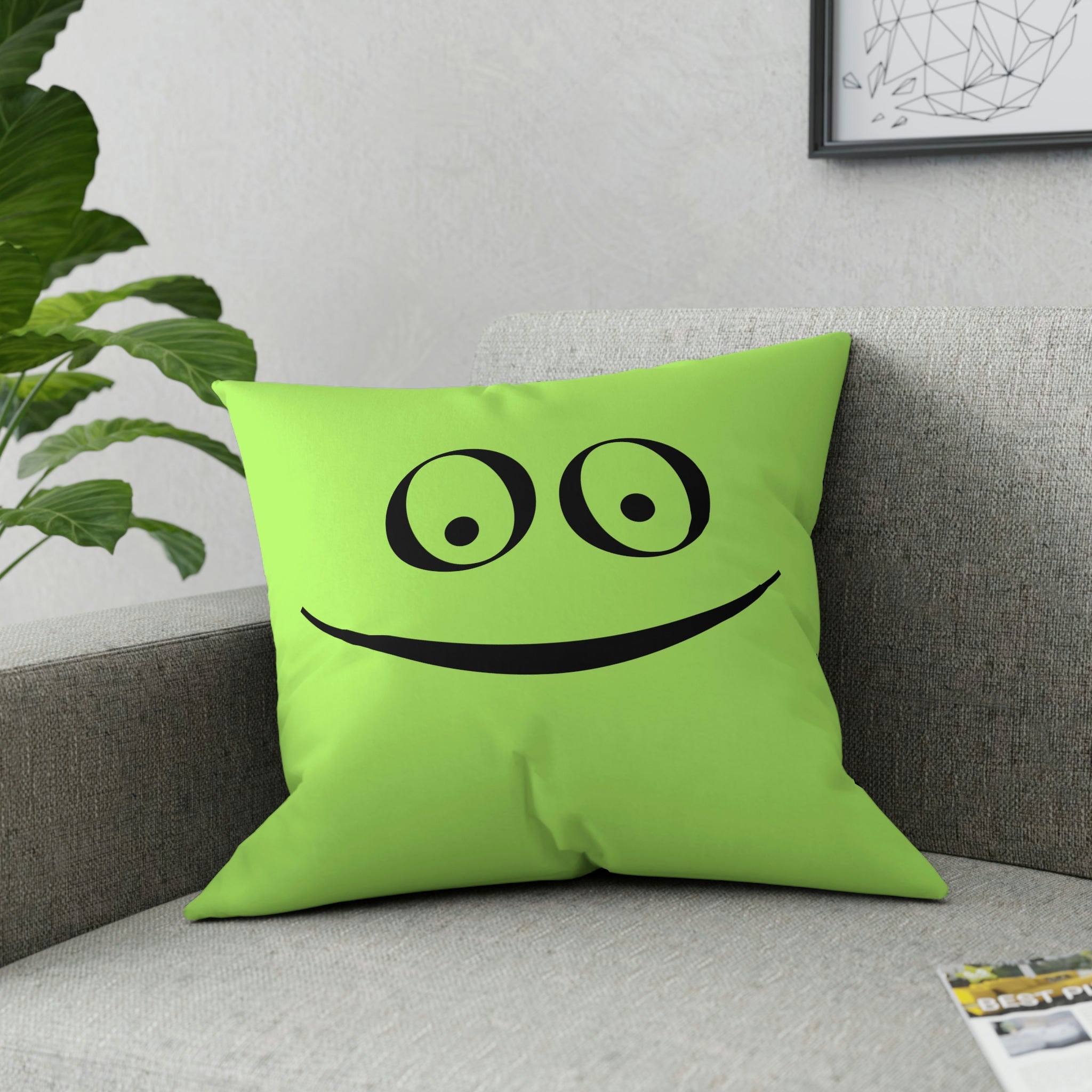 Home Decor Green Smile Broadcloth Pillow